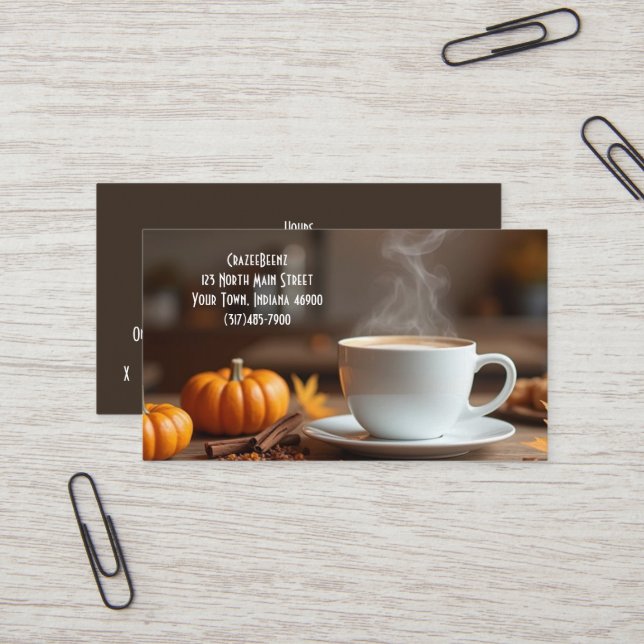 Custom Pumpkin Spice Coffee Shop and Punch Card (Front/Back In Situ)