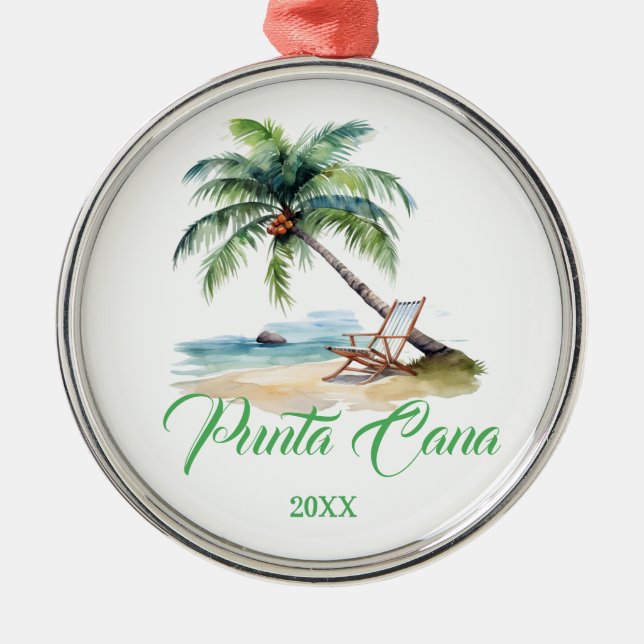 Custom Punta Cana Beach  Metal Ornament (Front)