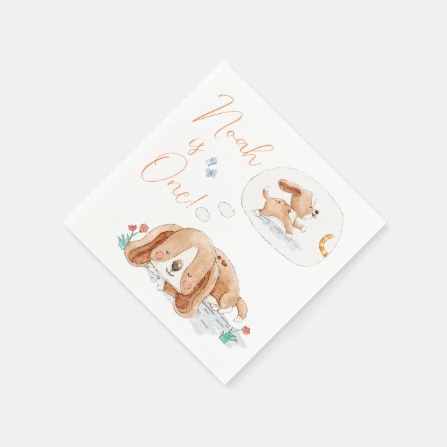 Custom Puppy Dog Birthday Party Napkin (Corner)