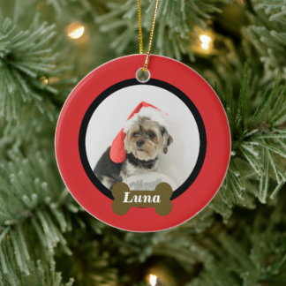 Custom Puppy Dog Photo Ceramic Ornament