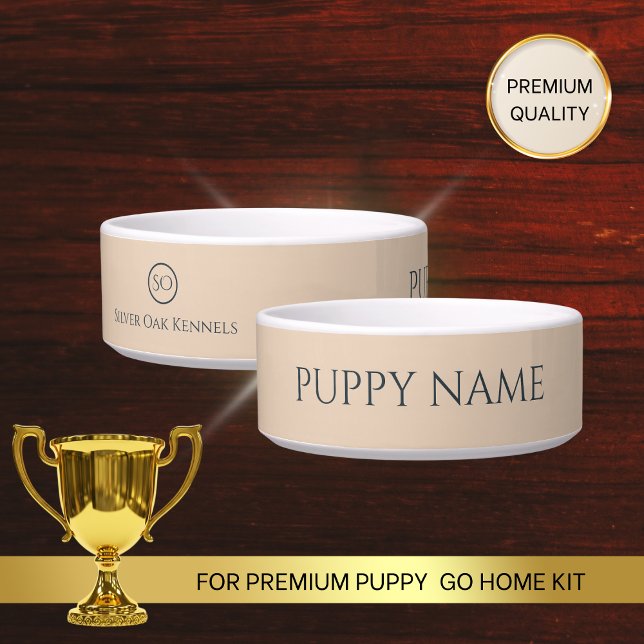 Custom Puppy Water Bowl with Name Kennel Monogram (Creator Uploaded)