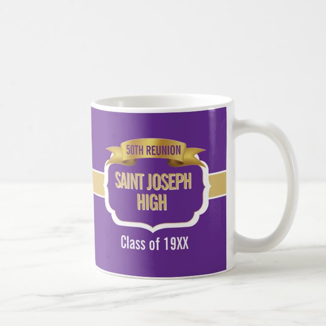 Custom Purple 50th Class Reunion Favour Mug (Right)