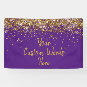 Custom Purple and Gold Birthday Party Photo Booth Banner