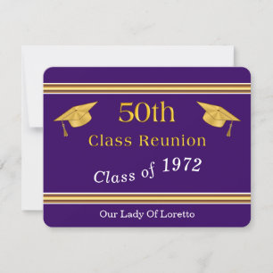 Custom Purple and Gold Class Reunion Response Card