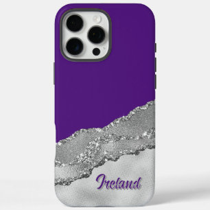 Custom Purple And Grey Glitter iPhone 16 Pro Max Case