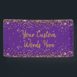 Custom Purple Backdrop Birthday Party Photo Prop Banner<br><div class="desc">custom banner for photo booth,  sparkle birthday twinkle 15th 18th,  glitter anniversary sweet 16 16th,  personalised 30th 21st 25th 35th,  bridal shower hen do weekend,  wedding night sparkly son boy,  bach prop sign bachelorette party,  quinceanera 40th 50th 60th 70th,  20th vow renewal graduation uni,  girl daughter purple gold backdrop</div>