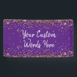 Custom Purple Backdrop Birthday Party Photo Prop Banner<br><div class="desc">custom banner for photo booth,  sparkle birthday twinkle 15th 18th,  glitter anniversary sweet 16 16th,  personalised 30th 21st 25th 35th,  bridal shower hen do weekend,  wedding night sparkly son boy,  bach prop sign bachelorette party,  quinceanera 40th 50th 60th 70th,  20th vow renewal graduation uni,  girl daughter purple gold backdrop</div>