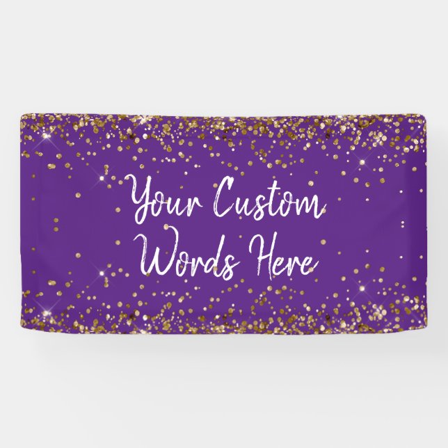 Custom Purple Backdrop Birthday Party Photo Prop Banner (Horizontal)