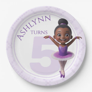 Custom Purple Ballerina for Girls Birthday    Paper Plate
