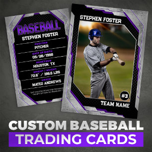 Custom Purple Baseball Trading Card BaseballPlayer