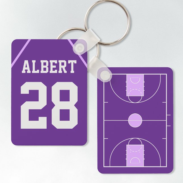 Custom Purple Basketball Court with Player Name Key Ring (Creator Uploaded)