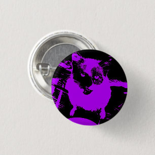 Custom Purple Black Cat Small Round Button