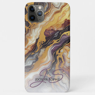 Custom Purple Black Gray White Gold Marble Pattern iPhone 11 Pro Max Case