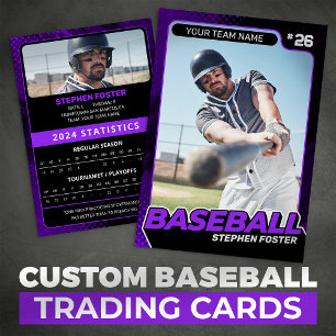Custom Purple & Black Pro Baseball Trading Card
