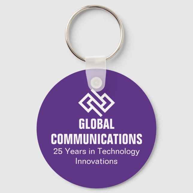 Custom Purple Business Cyber Security Technology Key Ring (Back)