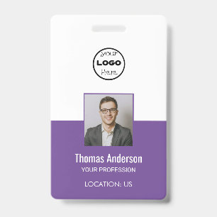 Custom Purple Business Logo Employee Photo ID Badge
