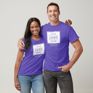 Custom Purple Business Name and Logo Branded T-Shirt