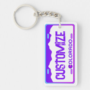 Custom purple Colorado license plate keychain
