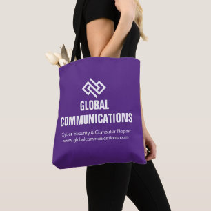Custom Purple Company Cyber Technology Logo Tote Bag