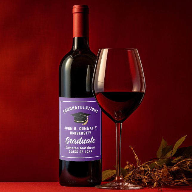 Custom Purple Congratulations Graduation Party Wine Label (Creator Uploaded)