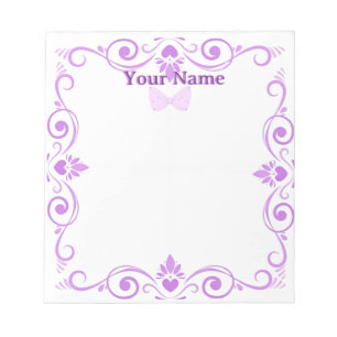 Custom Purple Coquette Bow Filigree Notepad