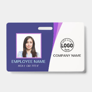 Custom Purple Corporate Employee Photo Name Tags ID Badge