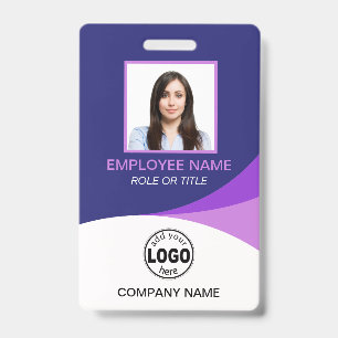 Custom Purple Corporate Employee Photo Name Tags ID Badge