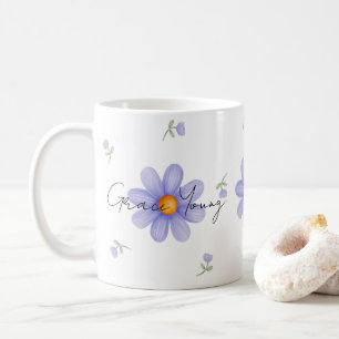 Custom Purple Daisy Name Floral Design Coffee Mug