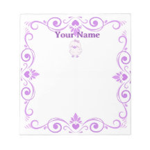 Custom Purple Duck Filigree Name Notepad