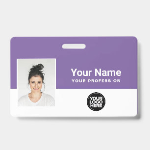 Custom Purple Employee Logo Name Lanyard Badge ID Badge