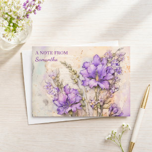 Custom Purple Floral Vintage Cottagecore Card