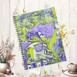 Custom Purple Flowers Watercolor Photo Notebook
