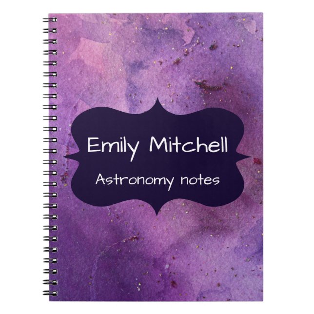 Custom Purple Galaxy School Notebook (Front)