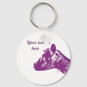 Custom Purple Goat Lover Pop Art Design Key Ring