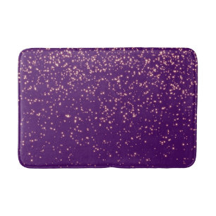 Custom Purple Gold Glitter Confetti Personalised Bath Mat
