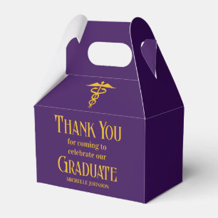 Custom Purple Gold Medical School Graduation Party Favour Box