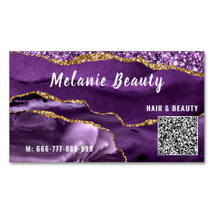 Custom Purple Gold QR Code Magnetic Business Card
