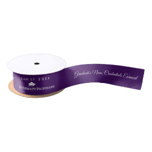 Custom Purple Graduation Cap and Tassel, Diploma Satin Ribbon