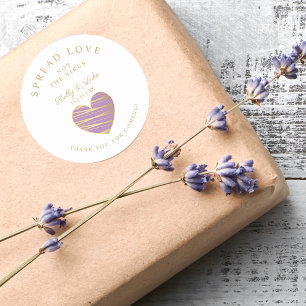 Custom Purple Heart Wedding Sanitizer Hands Classic Round Sticker