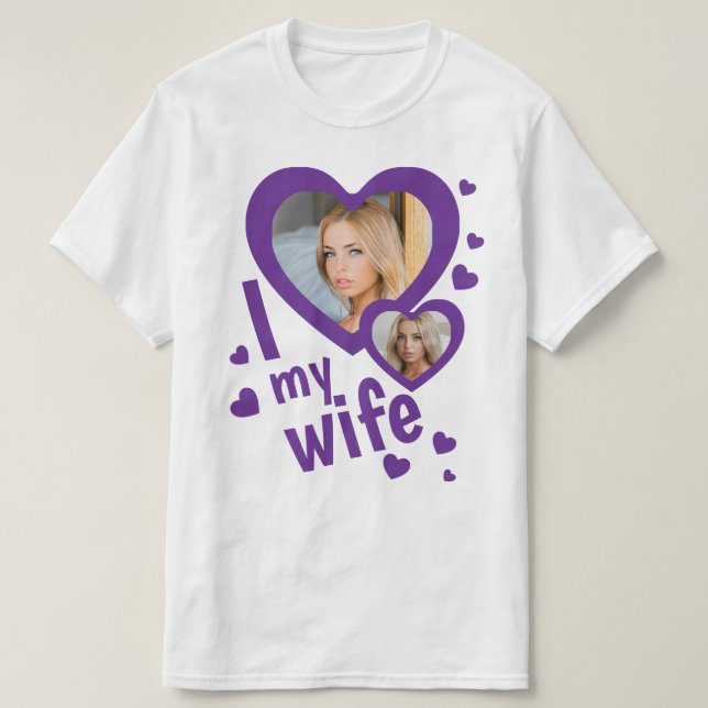 Custom purple I love my Wife mens t shirts (Design Front)