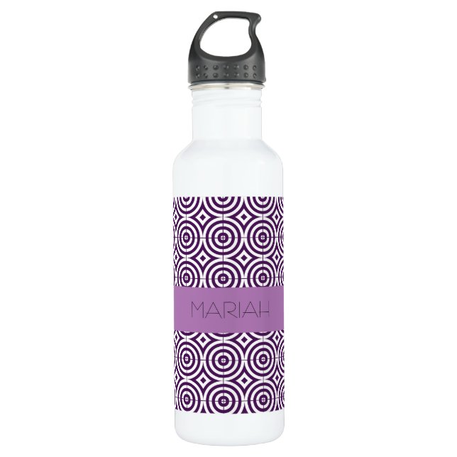 Custom Purple Lavender Geometric Pattern 710 Ml Water Bottle (Front)
