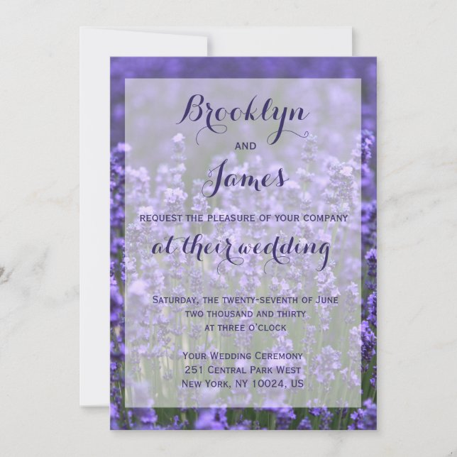 Custom Purple Lavender Wedding Invitations (Front)
