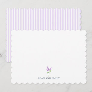 Custom Purple Lilac Flower Painting Stationary Thank You Card