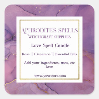 Custom Purple Marbleised Witchcraft Label