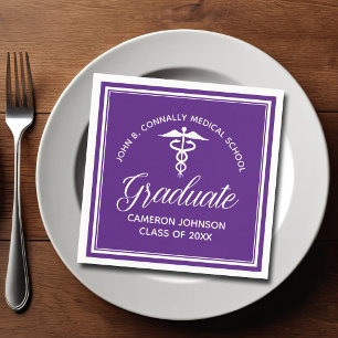 Custom Purple Medical School Graduation Party Napkin