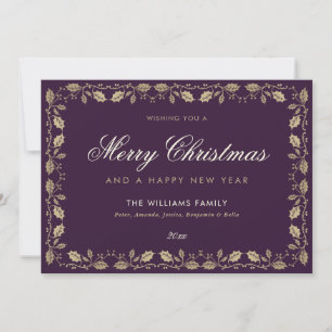 Custom Purple Merry Christmas Happy New Year Cards