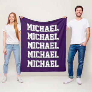 Custom Purple Name Fleece Blanket