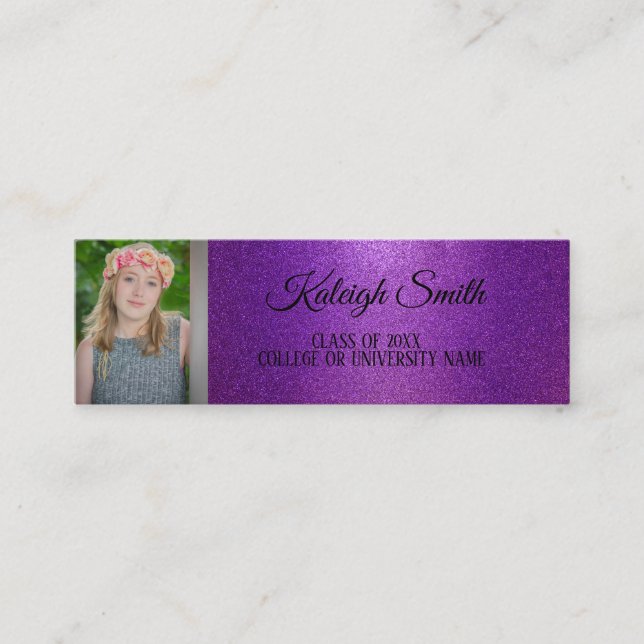 Custom Purple Photo Graduation Insert Name Card (Front)