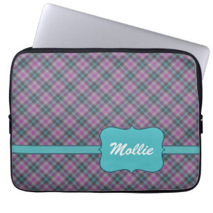 Custom Purple Plaid 13 Inch Laptop Sleeve Template