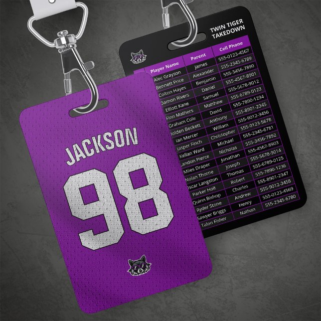 Custom Purple Player Team Roster Card Sport Badge ID Badge (Creator Uploaded)